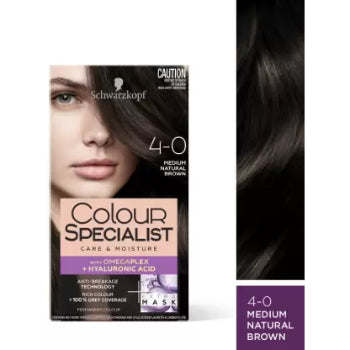 Schwarzkopf Colour SPECIALIST CARE & MOISTURE WITH OMEGAPLEX + HYALURONIC ACID 4-0 MEDIUM NATURAL BROWN 165 ml Schwarzkopf