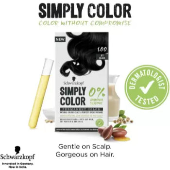 Schwarzkopf SIMPLY COLOR PERMANENT COLOR 1.00 JET BLACK 142.5 ml Schwarzkopf