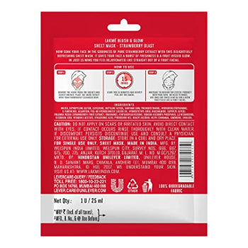 LAKME Strawberry Blast Fruity-Licious Sheet Mask 25ml LAKME
